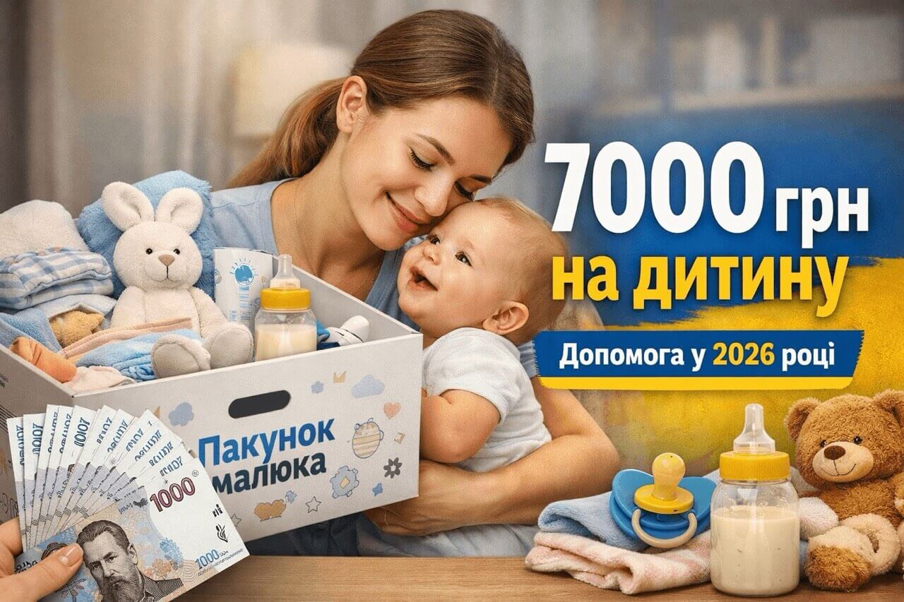 Пакунок малюка та допомога на дитину до року 7000 грн 2026